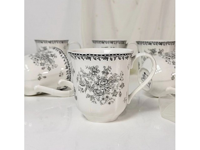Набор из 6 кружек 320 мл Black Flowers Lenardi