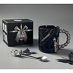 Кружка 430 мл с ложкой Мишки Lenardi черная