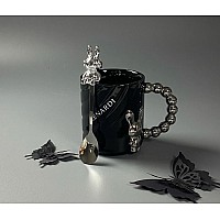 Кружка 430 мл с ложкой Мишки Lenardi черная