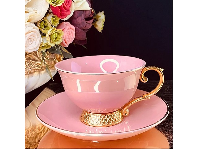 Чайный набор Радуга розовая Lenardi на 6 персон 12 предметов