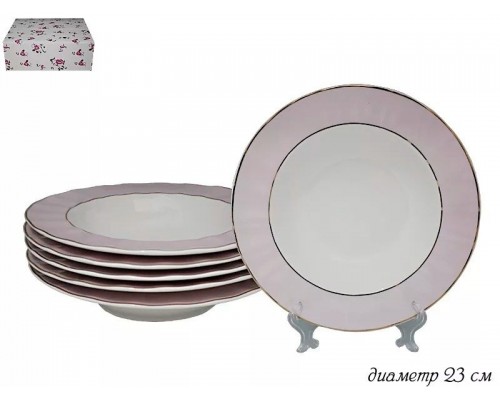 Набор из 6 глубоких тарелок Розовый сад Lenardi 23 см