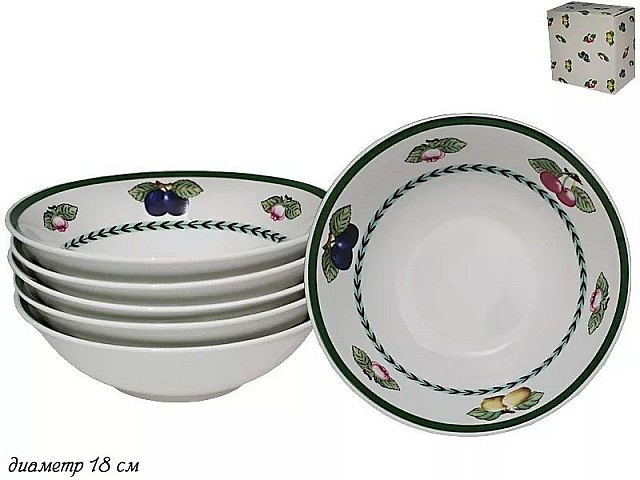 Набор из 6 салатников Фрукты Lenardi 18 см