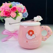 Кружка с крышкой и мешалкой Lenardi Cats розовый 360 мл