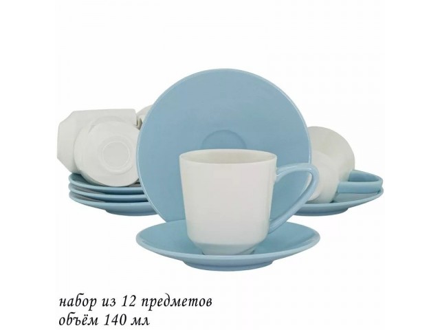 Кофейный набор Свежесть Lenardi голубой 12 предметов