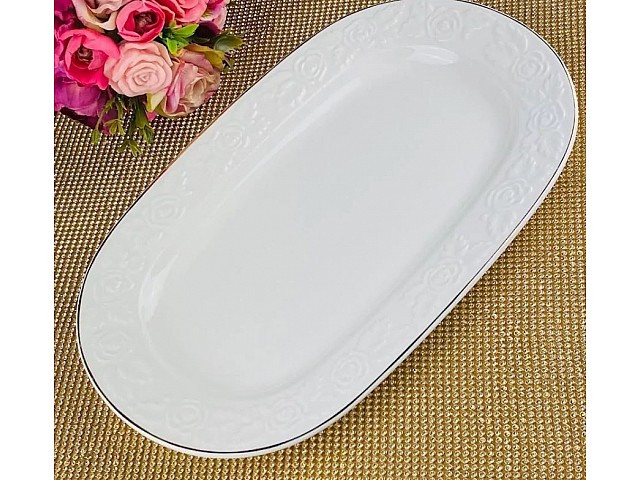 Овальное блюдо 35 см Белая роза Lenardi