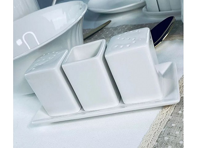 Набор для специй из 3 квадратных предметов на подставке Resto Lenardi