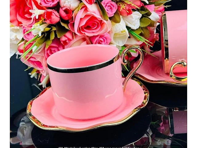 Чайный набор Wave Lenardi на 6 персон 12 предметов 350 мл розовый