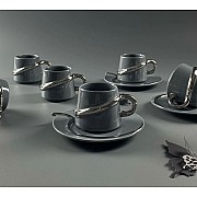 Кофейный набор Zorro Lenardi серый на 6 персон 12 предметов 110 мл