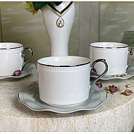 Чайный набор на 6 персон 12 предметов 370 мл Волна Lenardi серый