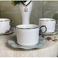 Чайный набор на 6 персон 12 предметов 370 мл Волна Lenardi серый