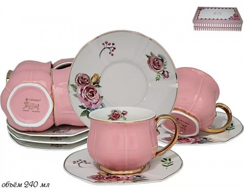 Чайный набор Lenardi Нежность розовый 240 мл 12 предметов