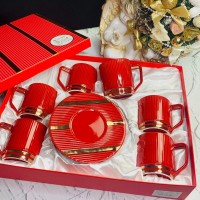 Чайный набор Эллада Lenardi на 6 персон 12 предметов красный