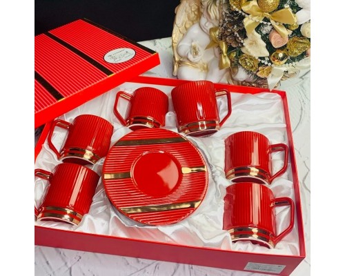 Чайный набор Эллада Lenardi на 6 персон 12 предметов красный