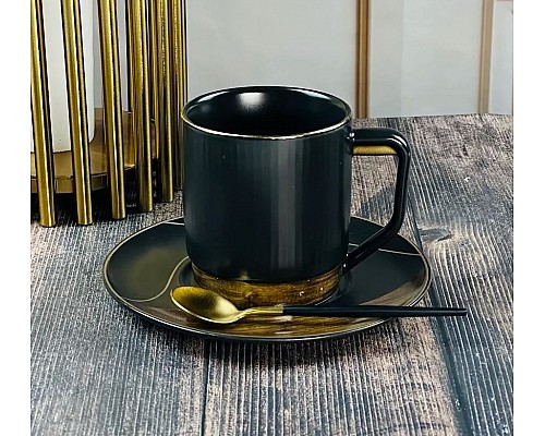 Чайный набор на 6 персон 12 предметов Wood Lenardi черный