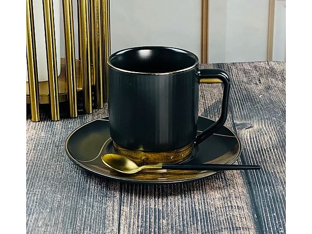 Чайный набор на 6 персон 12 предметов Wood Lenardi черный