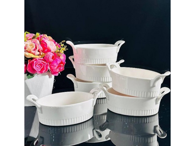 Набор из 6 овальных салатников 16 см White Lenardi