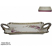 Прямоугольное блюдо с ручками Мраморная Lenardi 45 см