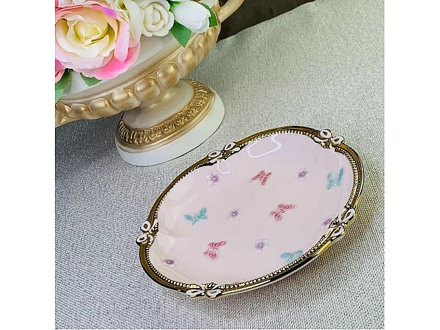 Круглое блюдо Lenardi Бабочки розовые 18 см