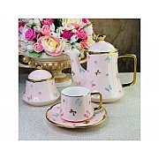 Чайный сервиз Lenardi Бабочки розовые 14 предметов 200 мл