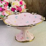 Фруктовница Lenardi Бабочки розовые 30,5 см на ножке