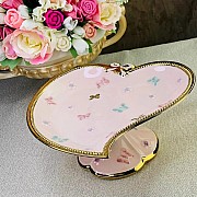 Конфетница сердце Lenardi Бабочки розовые 24 см