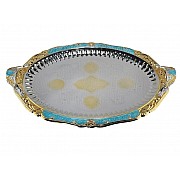 Овальный поднос с ручками 50 см Steel Lenardi бирюза