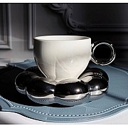 Чашка 220 мл с блюдцем Pillow Lenardi серая