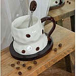 Кружка 330 мл на подставке и ложкой Coffee Lenardi