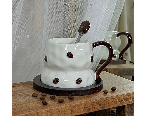 Кружка 330 мл на подставке и ложкой Coffee Lenardi Кружка 330 мл на подставке и ложкой Coffee Lenardi