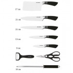 Набор ножей Master Lenardi 9 предметов на подставке черный