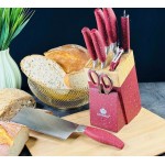 Набор ножей Chef Lenardi 9 предметов на подставке терракотовый