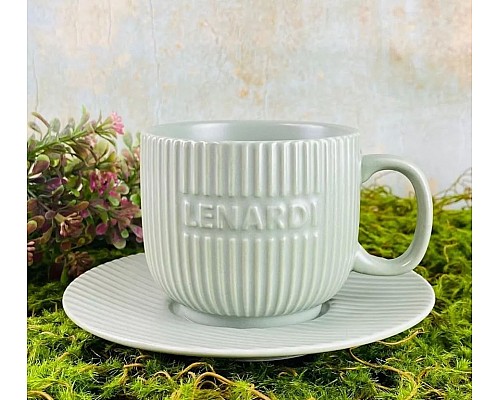 Чайный набор Stripe Lenardi на 6 персон 12 предметов 290 мл серый
