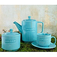 Чайный сервиз Stripe Lenardi на 6 персон 14 предметов бирюзовый