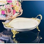 Блюдо 33 см Atlantis Cream Lenardi на ножках с ручками