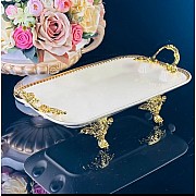 Блюдо 30 см Atlantis Cream Lenardi на ножках с ручками