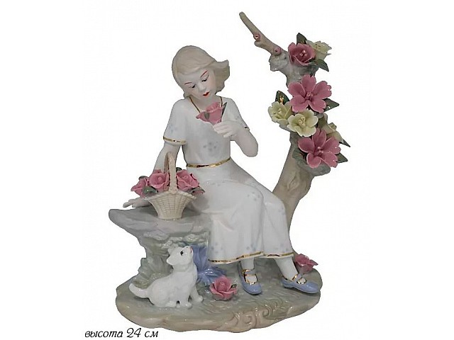 Статуэтка Lenardi Девочка с кошечкой 25 см