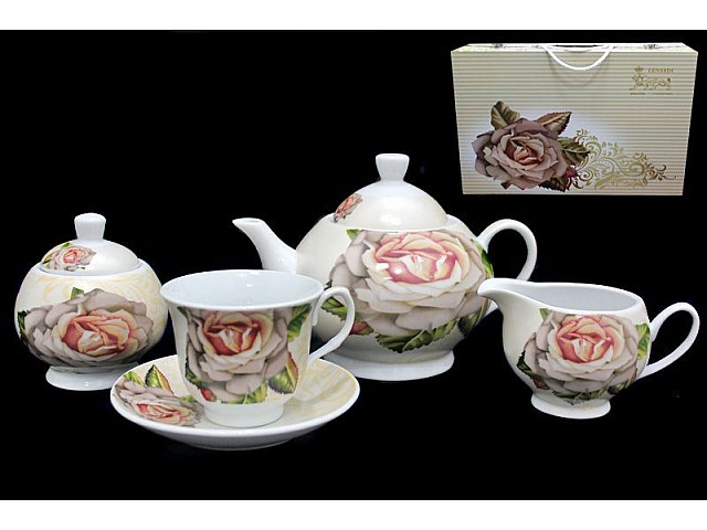 Чайный сервиз Lenardi Бежевая роза на 6 персон