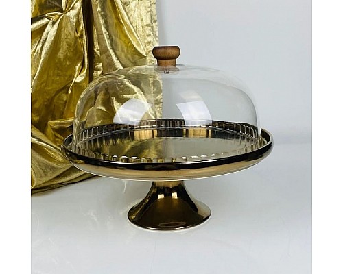 Тортовница 28 см на ножке с крышкой Винтаж Lenardi