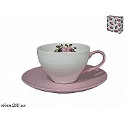 Чашка с блюдцем Lenardi Акварель розовая 200 мл