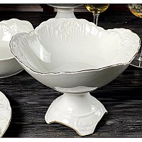 Фруктовница 20 см на ножке Аврора золото Lenardi