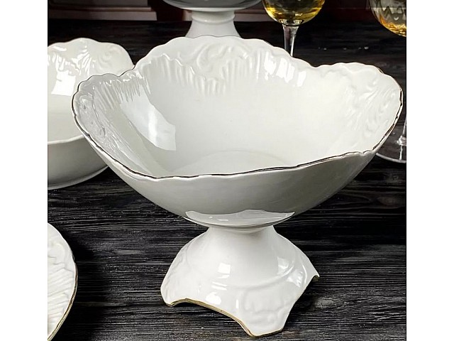 Фруктовница 20 см на ножке Аврора золото Lenardi