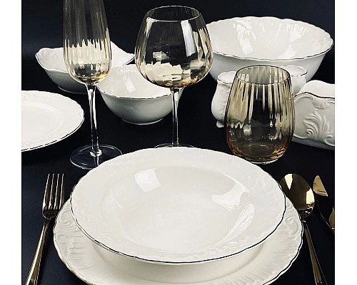 Обеденный сервиз на 6 персон 36 предметов Аврора золото Lenardi Обеденный сервиз на 6 персон 36 предметов Аврора золото Lenardi