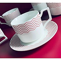 Чайный набор на 6 персон 12 предметов 250 мл Wave Lenardi красный