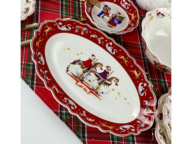 Набор из 2 овальных блюд 35 см Новогодний Lenardi