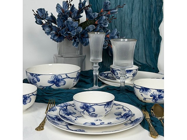 Столовый сервиз на 6 персон 27 предметов Blue Flowers Lenardi