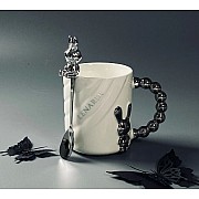 Кружка 430 мл с ложкой Мишки Lenardi белая