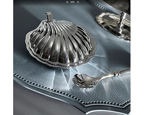 Икорница с ложкой Steel Lenardi Икорница с ложкой Steel Lenardi