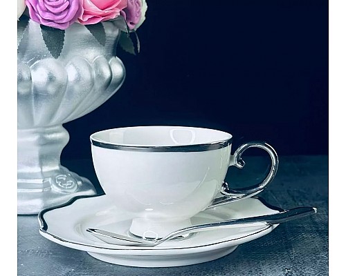 Чайный набор Luxe Lenardi платина на 6 персон 12 предметов