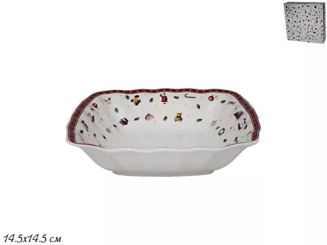 Квадратный салатник Новогодний Lenardi 14 см