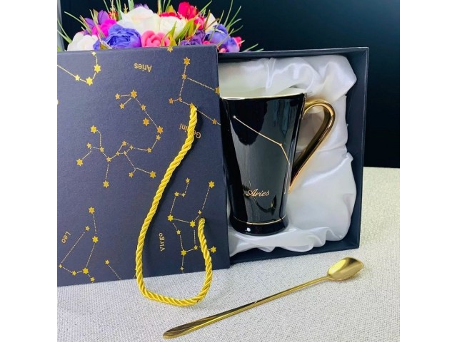 Кружка Зодиак Овен Lenardi 390 мл с ложкой